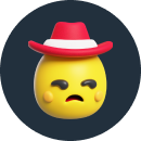 Yellow emoticon wearing a red hat, representing 'Cake For lazy