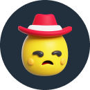 Yellow emoticon wearing a red hat, representing 'Cake For lazy