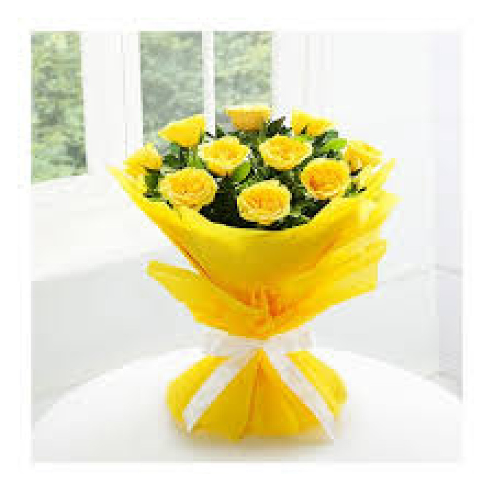 Yellow Rose Bunch Bunch Of 10 Yellow Roses Mixed With Freen Fillers