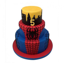 3 Tier Spiderman Web Cake