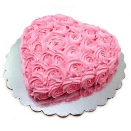 Pink Flower Heart Cake