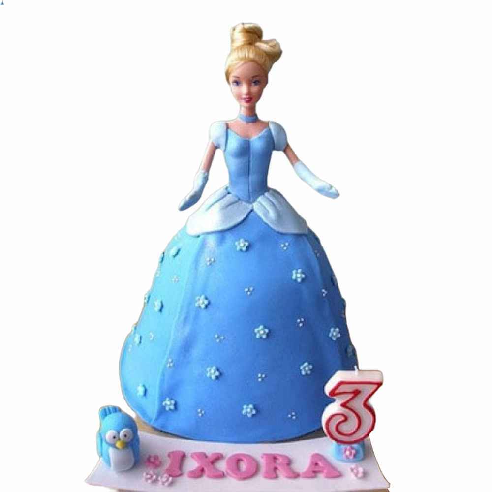 Frozen Elsa Barbie Ombre Blue Swirl Lace Dress Cake, Food & Drinks,  Homemade Bakes on Carousell