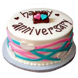 Colorful Anniversary Fondant Cake