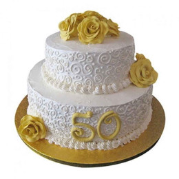 2 Tier 50Th Anniversary Fondant Cake