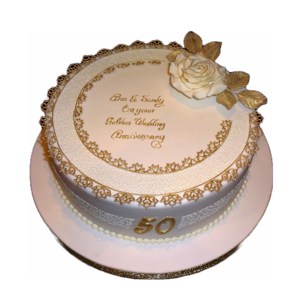 50th Anniversary Heart Fondant Cake | Anniversary Cakes