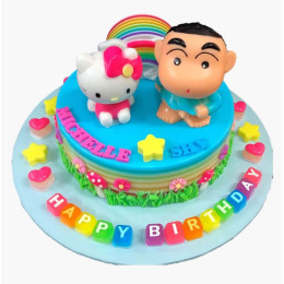 Shinchan n Kitty Cake- Order Online Shinchan n Kitty Cake @ Flavoursguru