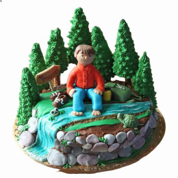 Out of Oven   MOUNTAIN THEME CAKE  Any mountain lover here This cake  was ordered by a loving sister for her brother The theme was selected like  mountain and trekking