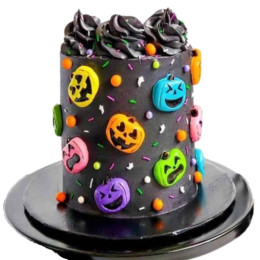 Confetti Jack-O-Lantern Cake