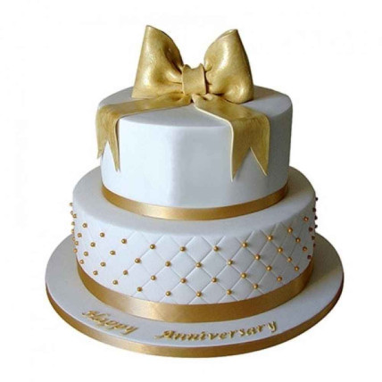 Grand Anniversary Fondant 2 Tier Cake