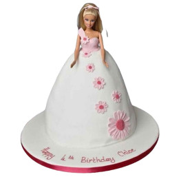 Pristine White Barbie Cake