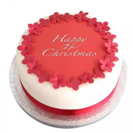 Red N White Christmas Fondant Cake