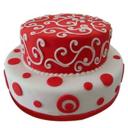 White N Red Fondant Cake
