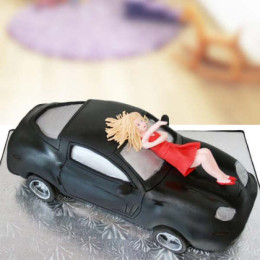 Lady On Car Cake