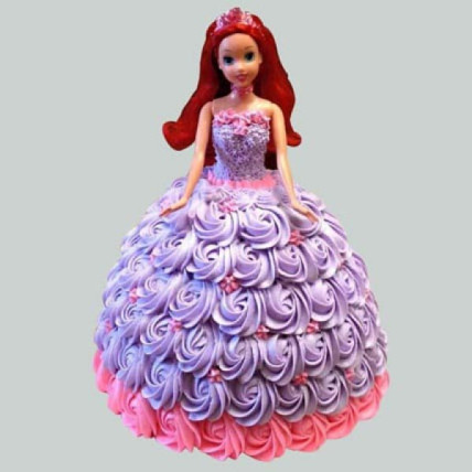 Barbie In Floral Roses Cake