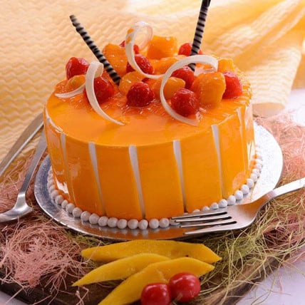 Mango Cake With Cherries
