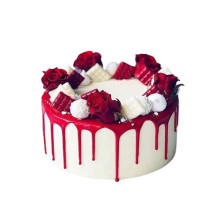 Creamy Red Dripping Cake