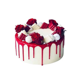 Creamy Red Dripping Cake