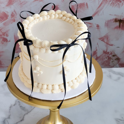 White Ribbon Bow Cake