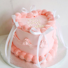 Pink Ribbon Bow Cake