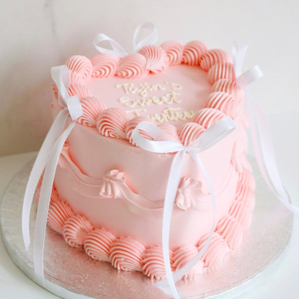 Pink Ribbon Bow Cake