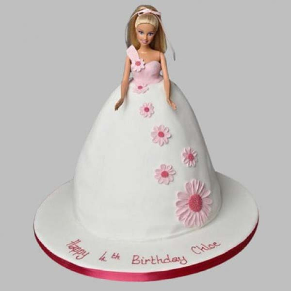 Pristine White Barbie Cake- Order Freshly Baked Pristine White