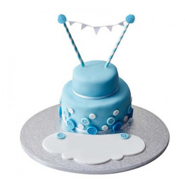 White N Blue Fondant Cake