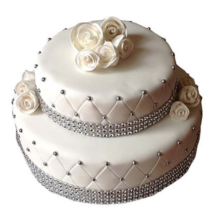 2 Tier Floral Fondant Cake