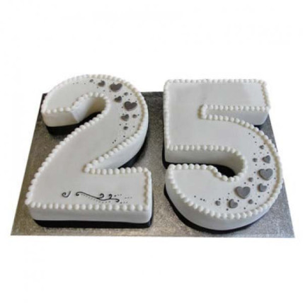 Silver Jubilee Fondant Cake