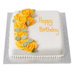 Yellow Roses Fondant Cake