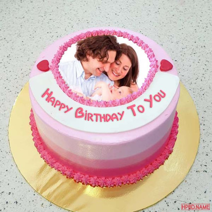 Pink Love Photo Cake