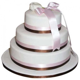 3 Tier White Fondant Cake